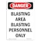 Signmission OSHA Sign, 14" Height Rigid Plastic, Blasting Area Blasting Personnel Only, Portrait OS-DS-P-1014-V-2493 - alternate 1